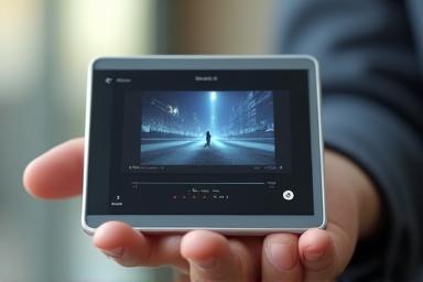 タブレットで完成したビデオを提示する手